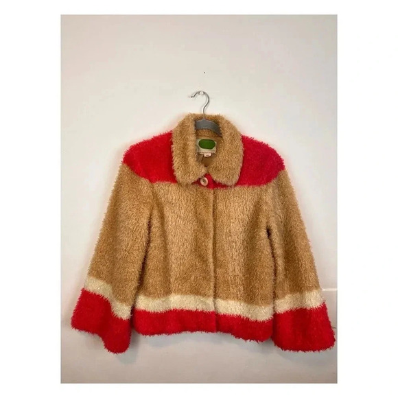 Anthropologie Sherpa pink/tan teddy jacket XS - Picture 7 of 15